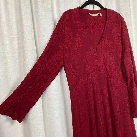 Soft Surroundings Red Damask V Neck Maxi Dress Sz.L - Picture 6 of 11